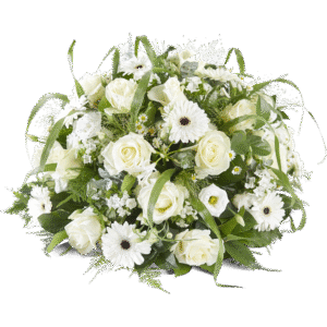 Bloemstuk wit nees bloemen zeist verdriet